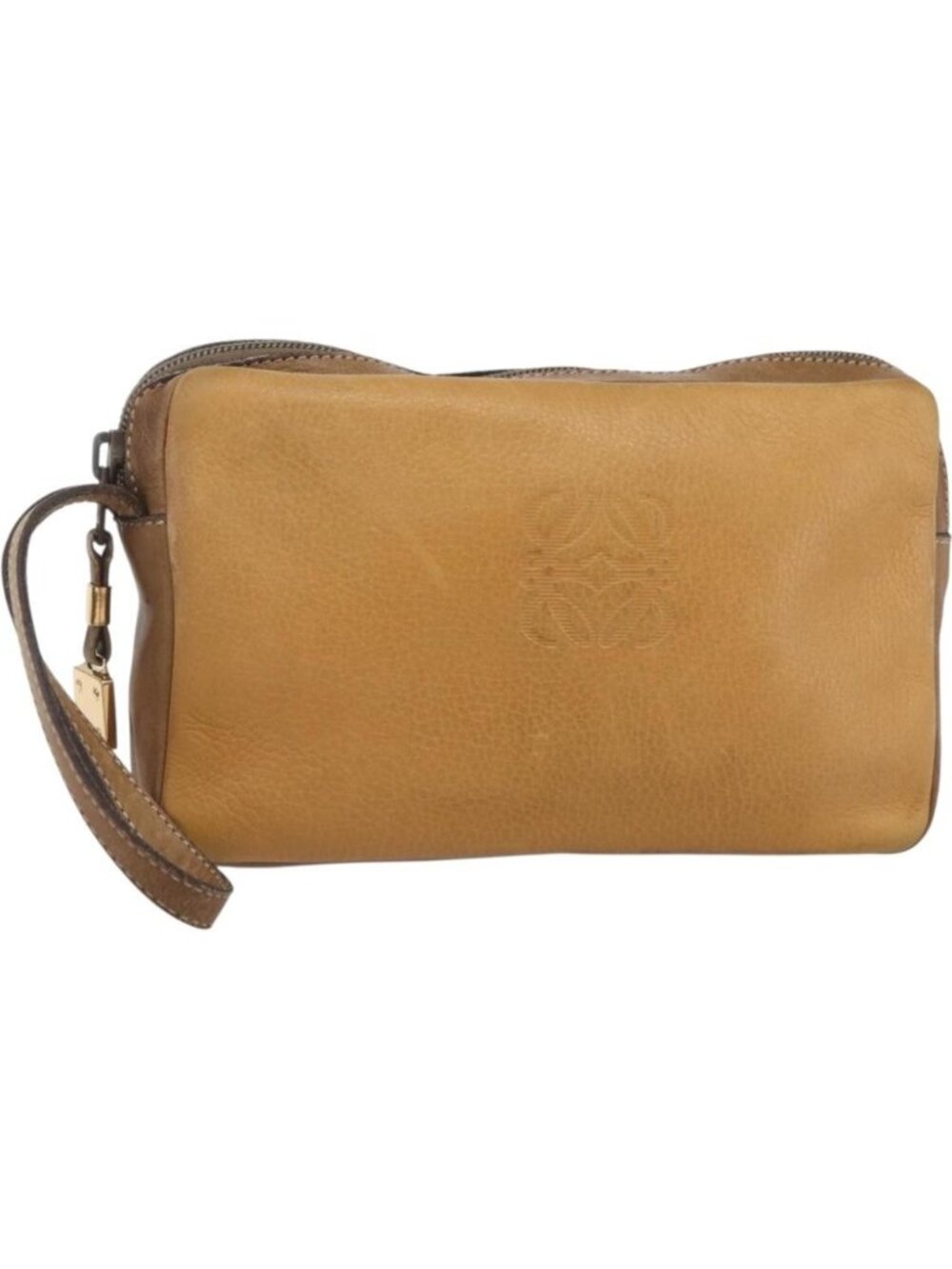 LOEWE Anagram Clutch Bag Leather Beige